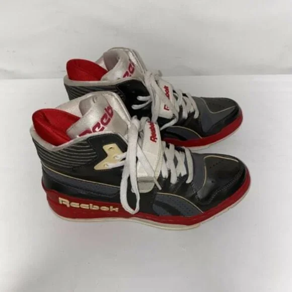 Reebok Commitment Mid RARE RETRO D Silver White Red Shark 8 Vintage